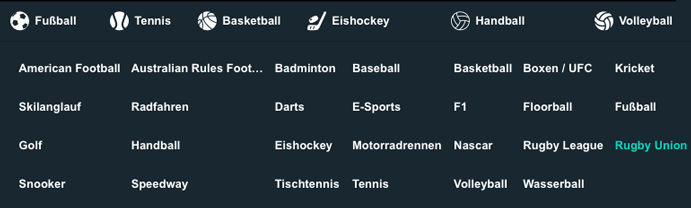 betstars sportarten