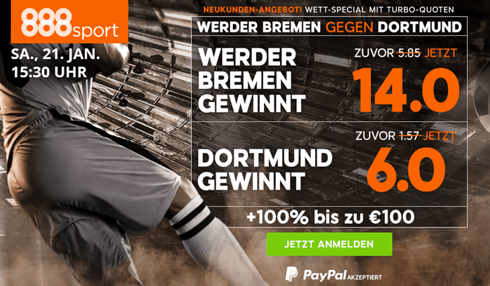 888 quotenboost bremen dortmund