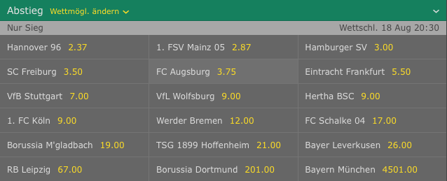 bet365 bundesliga lanzeitwette abstieg