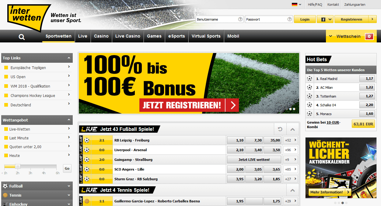Interwetten Webseite 2017