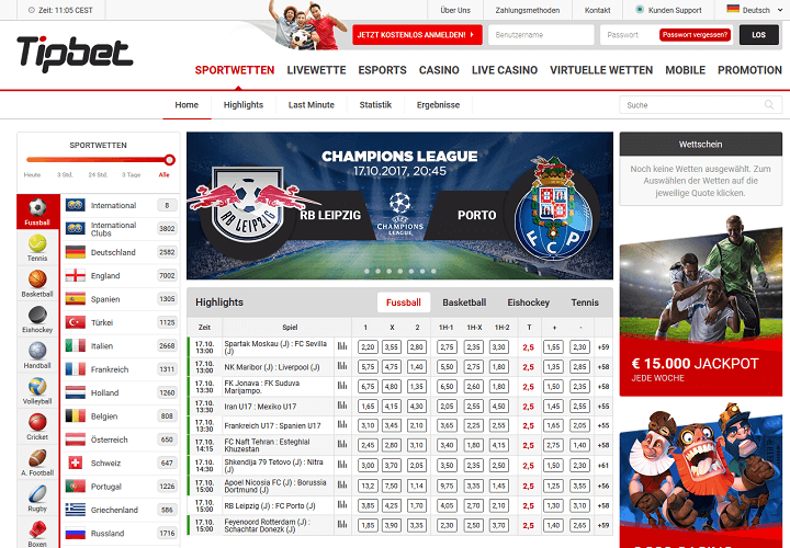 TipBet Webseite 2017