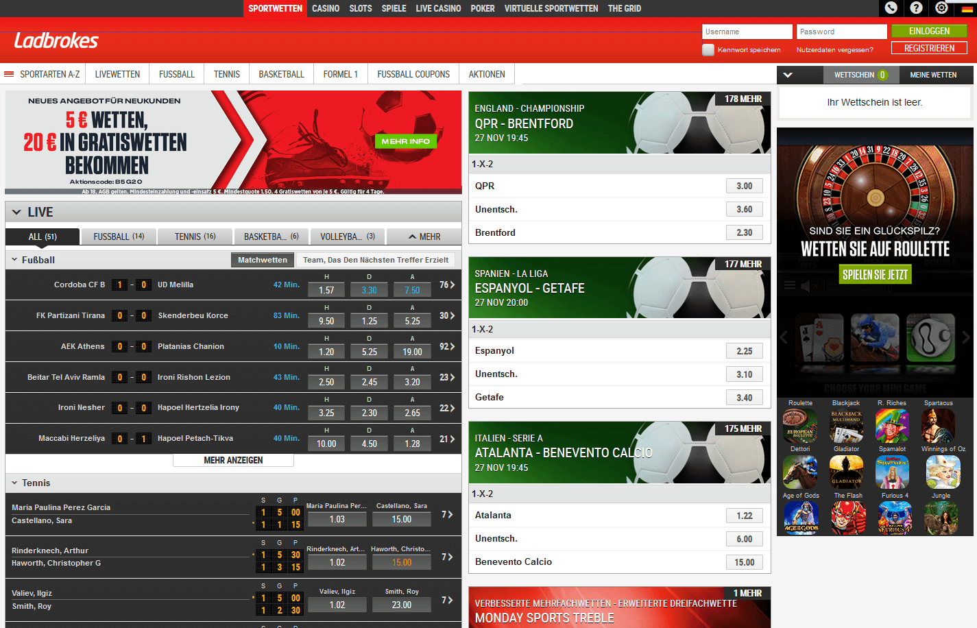 Ladbrokes Webseite 2017