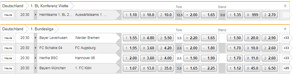Bet3000 Bundesliga Live wetten