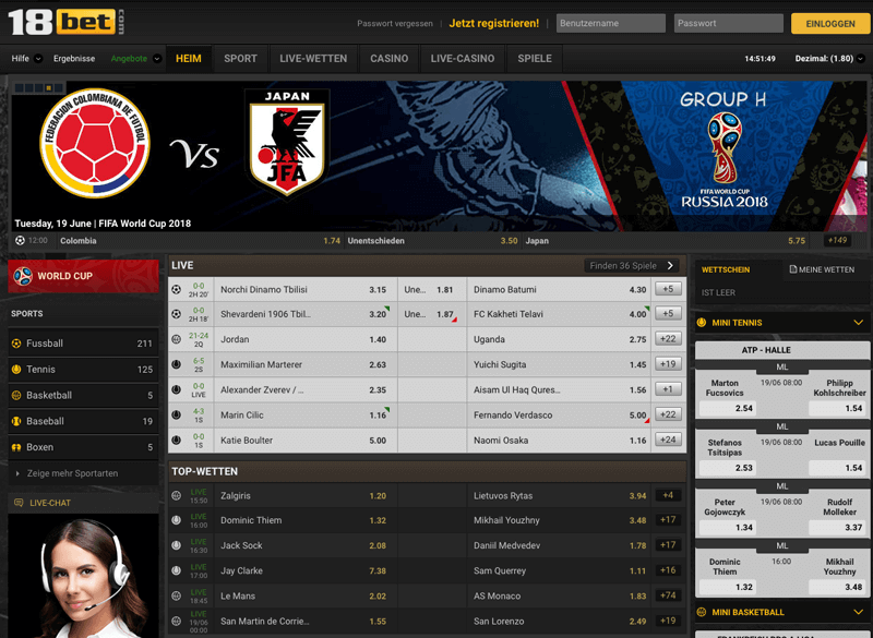 18bet Webauftritt