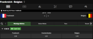 Betway Wetten auf Frankreich – Belgien Freebet verdienen