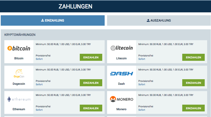 Sportwetten mit Bitcoin Litecoin Dogecoin Ethereum Monero