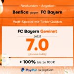 Quoten-Boost bei 888sport: 7,0-Quote auf einen Bayern-Sieg in Lissabon