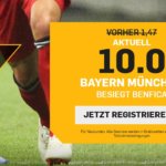 Bayern schlägt Benfica? Jetzt 10,0-Quote bei Betfair nutzen!