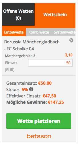 Wetten auf Schalke Sieg gegen Borussia Mönchengladbach