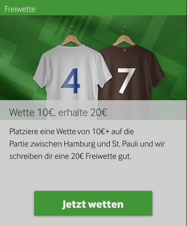 Freiwette 20 Euro HSV St. Pauli