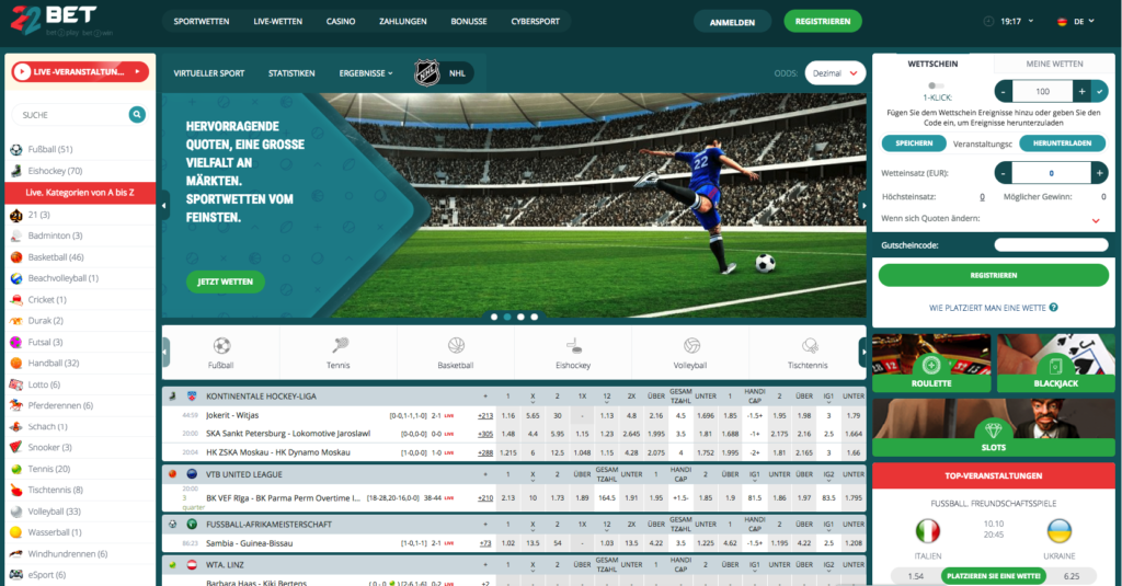 Wetten 22bet