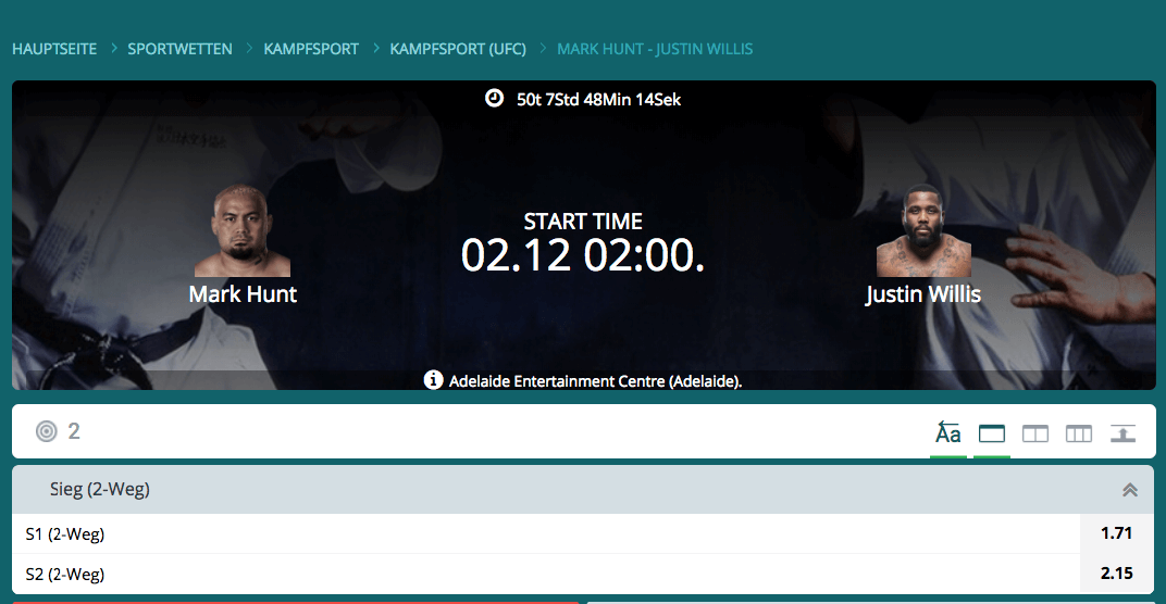 MMA Wetten 22bet