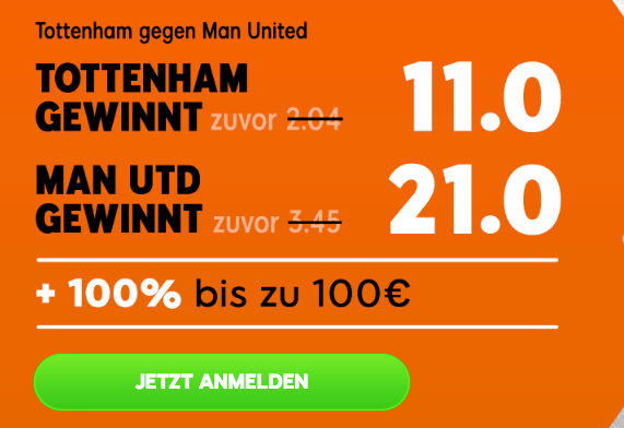 Wetten auf Tottenham Hotspur gegen Manchester United