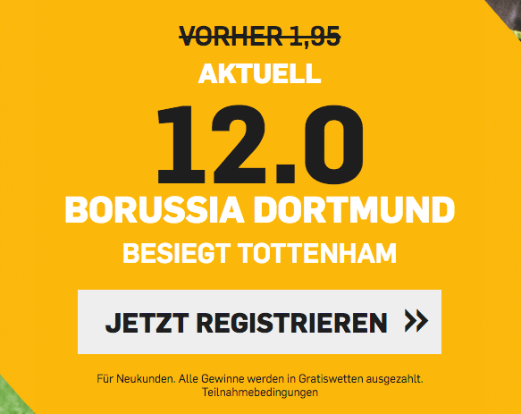wetten auf sieg borussia dortmund gegen tottenham hotspur