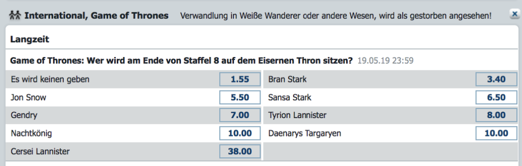 Game of Thrones Wetten