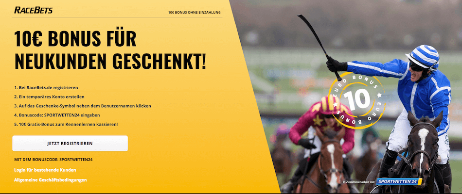 Racebets 10 Euro Gratisguthaben ohne Einzahlung für Neukunden