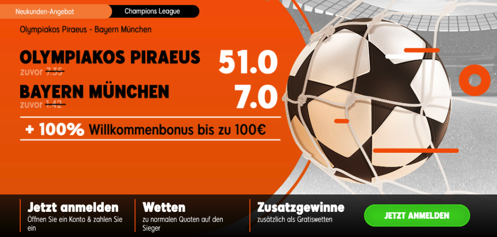 Wetten auf Olympiakos gegen Bayern