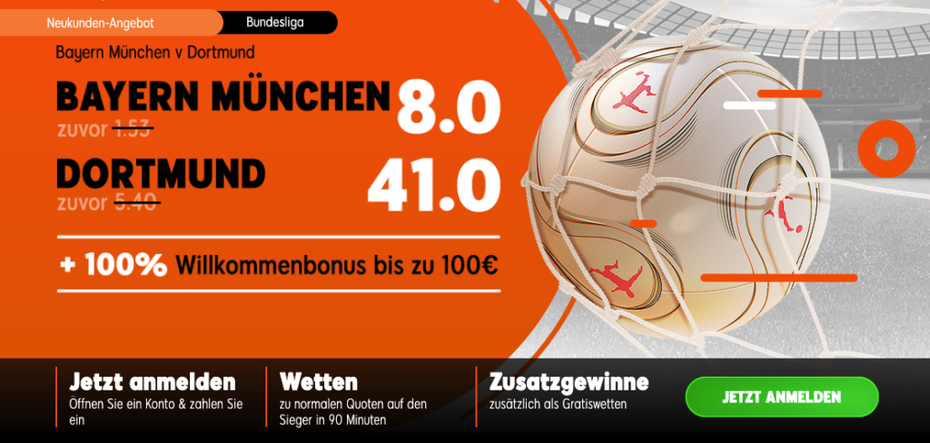 Wetten auf Bayern München gegen Borussia Dortmund