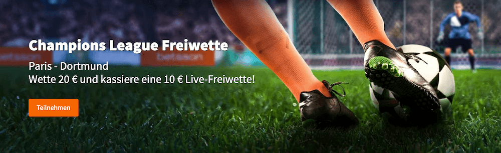 PSG gegen BVB: 10€ Live Freiwette bei Betsson sichern