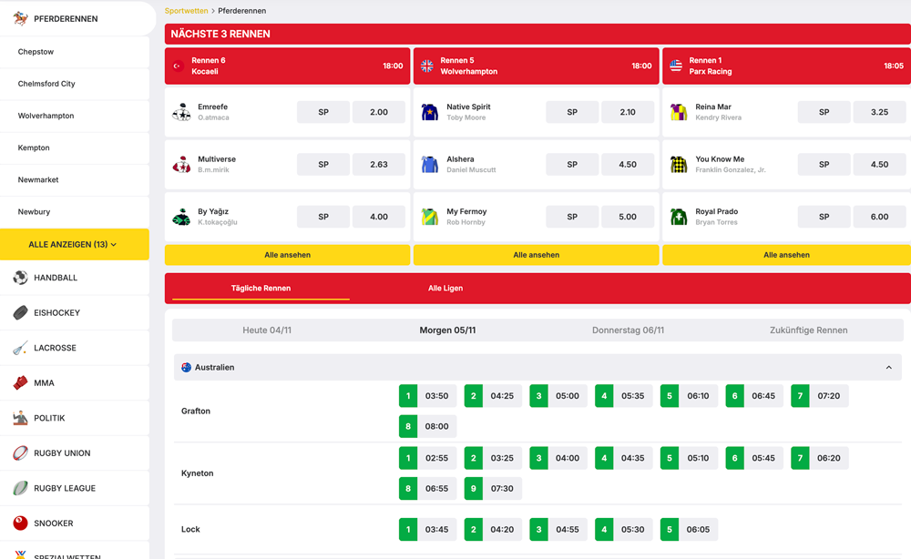 Monoplay Pferderennen