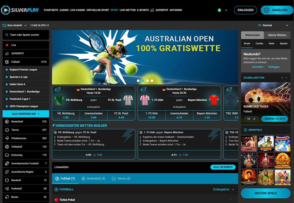 SilverPlay Website Sportwetten